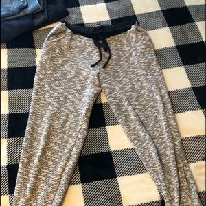 Gray and white joggers